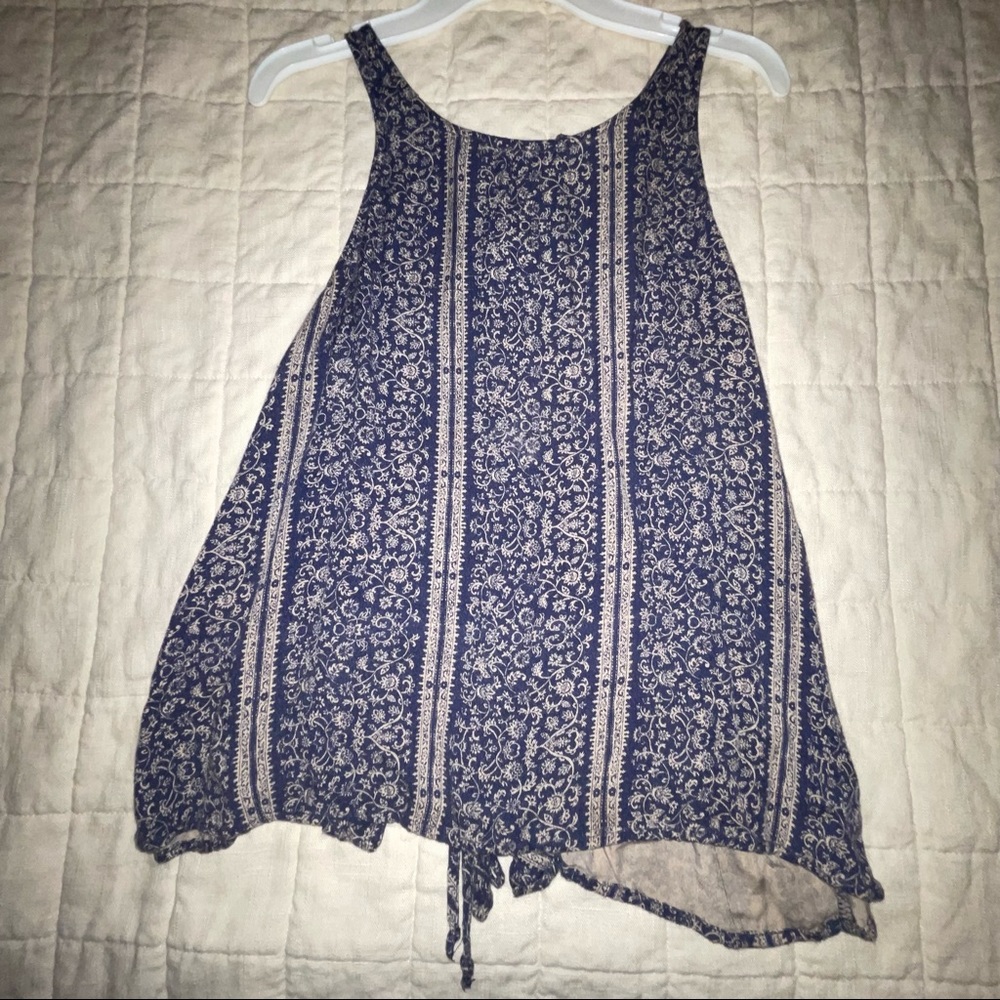 MOVING SALE! Blue and Tan American Eagle Lace Up High Neck Tank Top